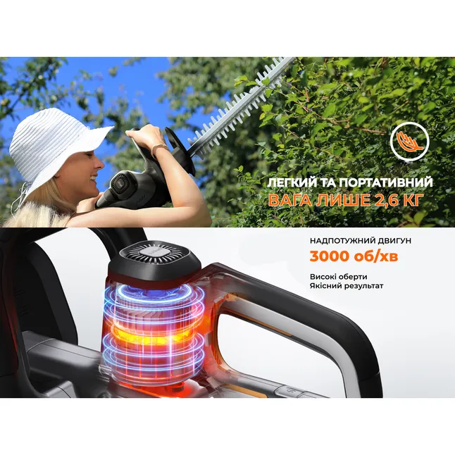 Акумуляторний кущоріз Litheli, живлення від павербанку (УМБ Litheli Power Bank 20000 mAh, 45 W, 2А в комплекті) — Photo 5